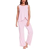 GYS Bamboo Viscose Pajamas for Women Set, Soft Tank and Drawstring Pants Lounge Sets, Sleeveless Lightweight Sleepwear Pj Set