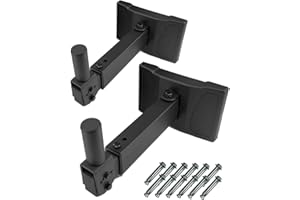 BIGalleons HW-339 Wall Mount Speakers Brackets Support up to 100lbs Swivel & Tilt, PA Speaker Wall Mount for Large Speakers, Mounting Screws Hidden(2 Packs, Black)