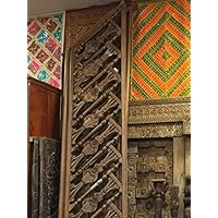 Antique Rare Teak Hand Carved Railing Architectural Indian Furniture, Mogul Inspired