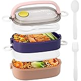 Landmore Bento Lunch Box, All-in-One Stacckable 1.6L Bento Box for Adult, Carry Handle Design, BPA-Free and Leak-proof, Built