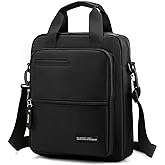 zhongningyifeng Men's 14-inch Laptop Messenger Bag Nylon Large Shoulder Bag Business Waterproof Casual Black Crossbody Bag for Work Travel Outdoor