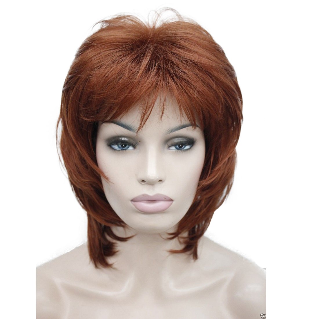 Lydell Short Shaggy Layered Classic Cap Full Synthetic Women's Wigs (130 Copper Red)