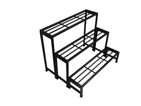 ORCHID ENGINEERS Heavy Duty 3 Tier Metal Plant Stands, Corner Plant Stand Pot Stand, Planter Stand Holder for Balcony - 102 * 76 * 73 (3 Step, Black)