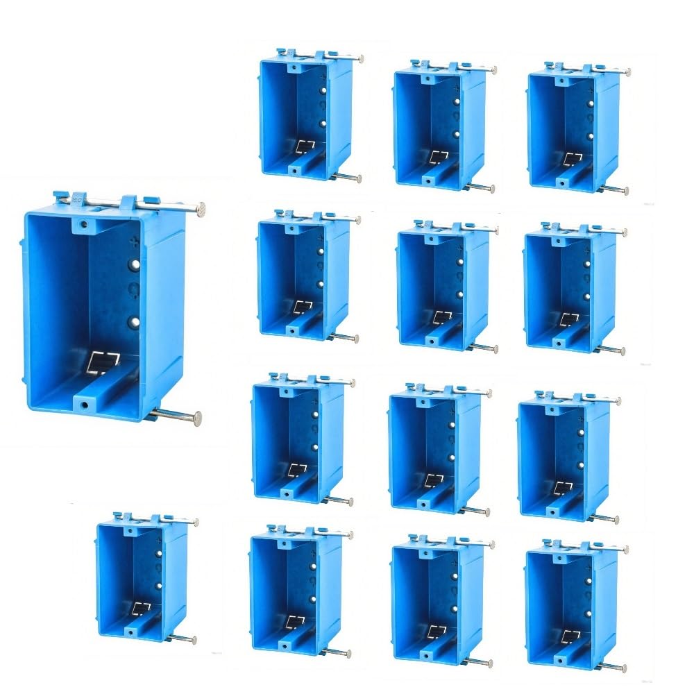Photo 1 of 14-Pack-1-Gang PVC Electrical Outlet Box, 18 cu in Blue Switch Box - UL514C & UL263 Listed, Compatible with 7/10, 8/12, 9/14 AWG Wires