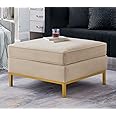 24KF Large Square Couch Ottoman Velvet Ottoman, Upholstered Velvet Padded Cushion Ottoman Table,Large Foot Rest for Couch, Couch Ottoman for Living Room-Taupe