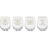 Cambridge 896287 Dear Santa Stemless Wine Glasses, Set Of 4