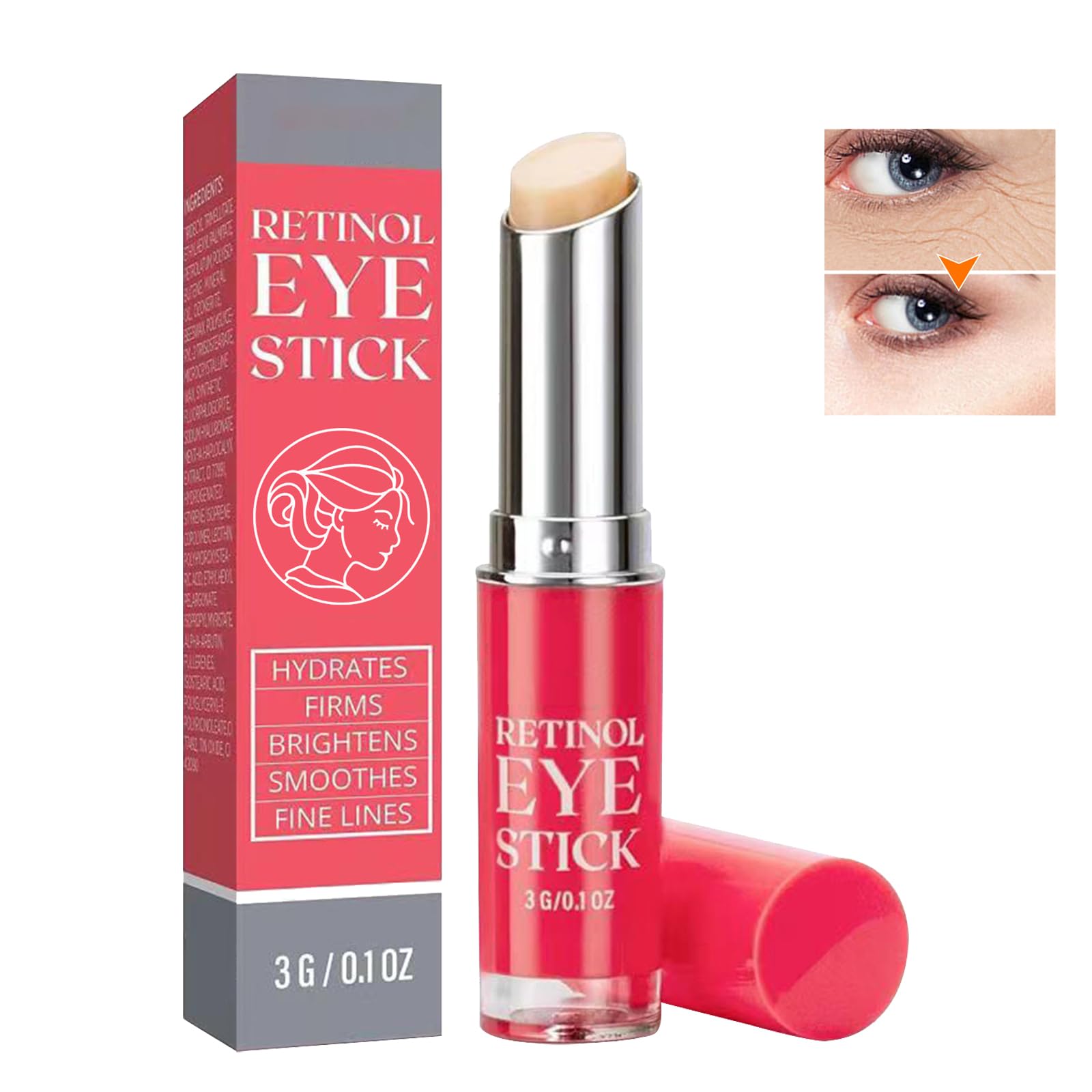 Retinol Eye Stick, Retinol Eye Cream, Anti-Wrinkle Moisturizer, Anti Aging Retinol Eye Cream, Reduces Dark Circles, Eye Contour Cream, Dark Circles Cream, Eye Cream Against Wrinkles and Puffiness