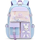 VIDOSCLA Bunny Girls Backpack for School Kawaii Kids Backpack Cute Sequin School Bag for Girls