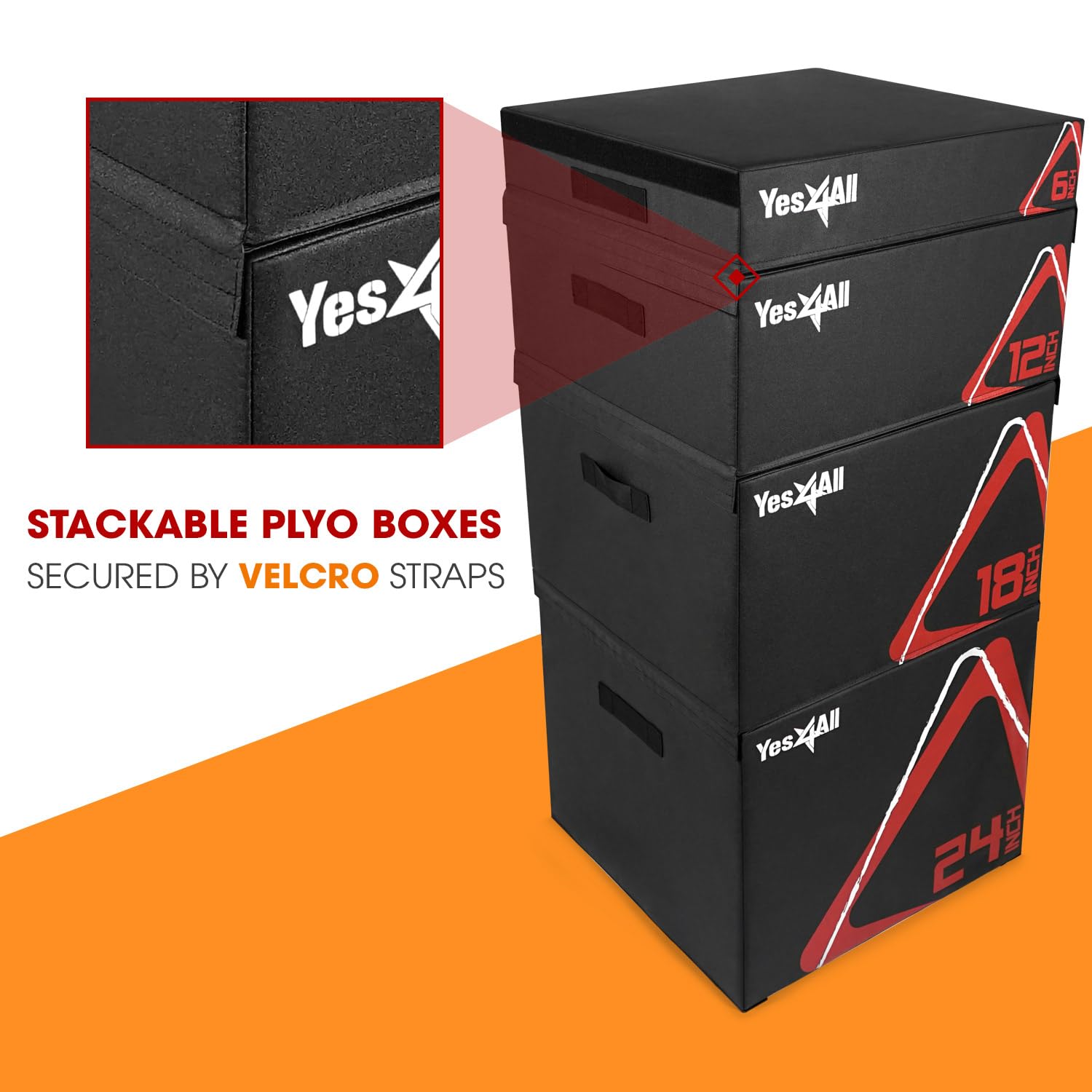 Yes4All Adjustable Soft Plyo Box, Jumping Trainer - For Plyometric Exercises and Conditioning, Multiple Height Variations