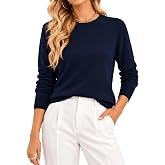 QUALFORT Women's 100% Cotton Sweater Lightweight Long Sleeve Pullover | 100% Cotton Lightweight Sweater, Soft Long Sleeve Kni