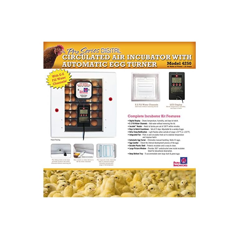 Farm Innovators 4250 Incubator, Circulated Air, Digital LCD Display with Automatic Egg Turner