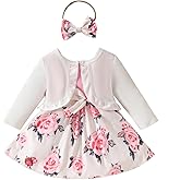 ZAXARRA Toddler Baby Girls Fashion Outfits Sleeveless Flower Print Dress Long Sleeve Ruffle Coat Bow Headband Clothing sets