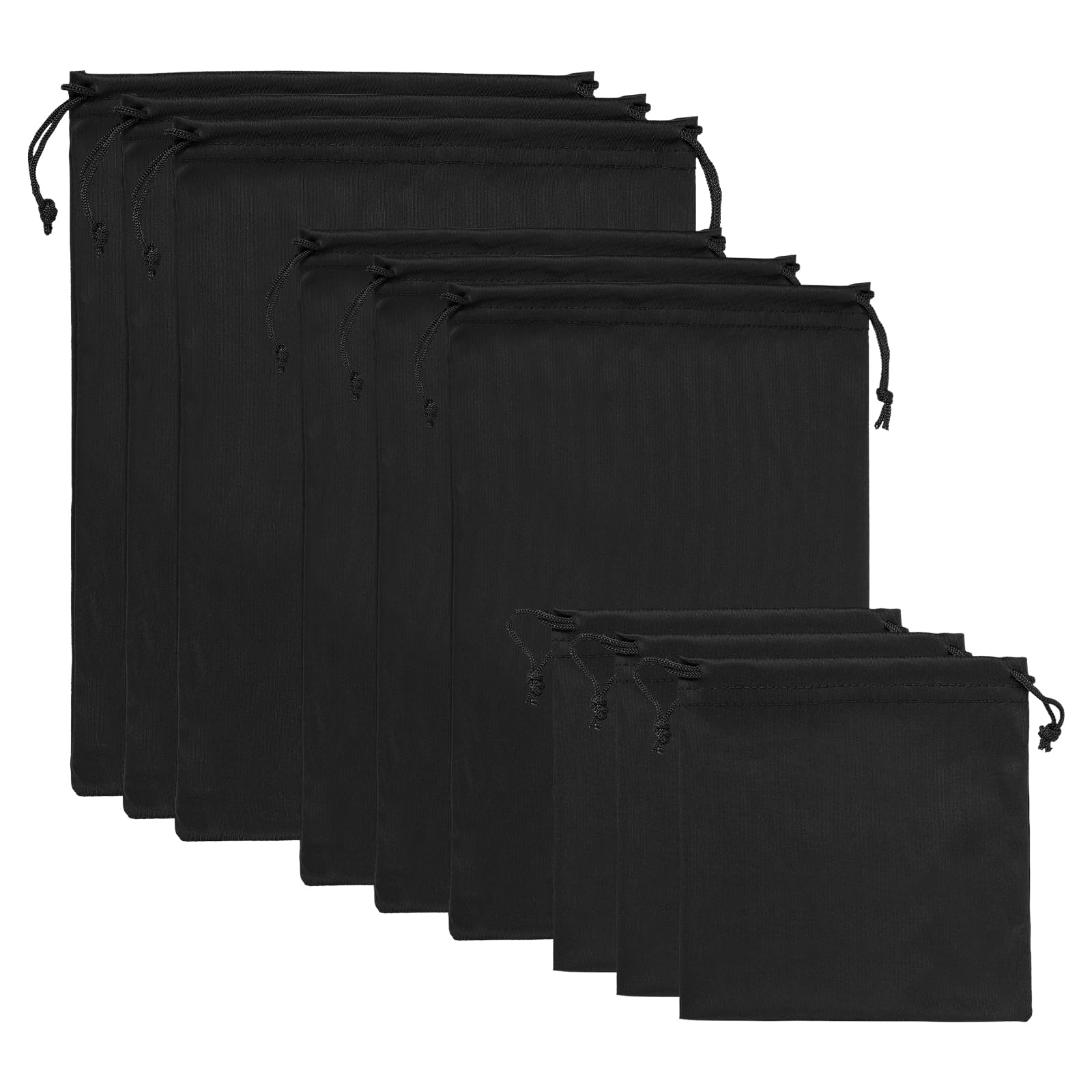 PATIKIL Ski Goggle Bag, 9 Pack Microfiber Pouch Protective Storage Case Sleeve, (5.9" x 5.9", 10.6" x 7.1", 11.8" x 9.1"), Black