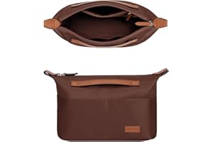 GIVLEFLY Purse Organizer with Zipper (28,Brown) Medium Tote Bag Organizer inserts,Multiple Pockets with cup&umbrella position Lightweight Handbag Dividers with Handle,Fit for Longchamp Neverful