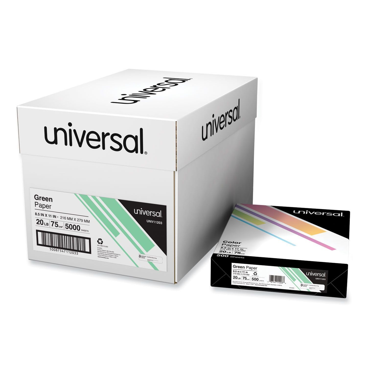 Photo 1 of *SINGLE PACK* Universal Deluxe Colored Paper, 20 lb Bond Weight, 8.5 x 11, Green, 500/Ream