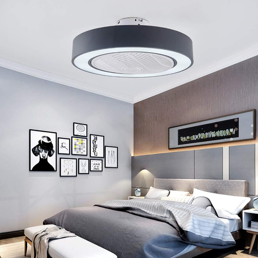 Orillon Modern Macaron Flush Mount Ceiling Fan with Light for Indoor Kitchen Bathroom Bedroom,Remote LED 3 Color Lighting Low Profile Quiet Electric Fan with 4 ABS Blades, 22 inches Black
