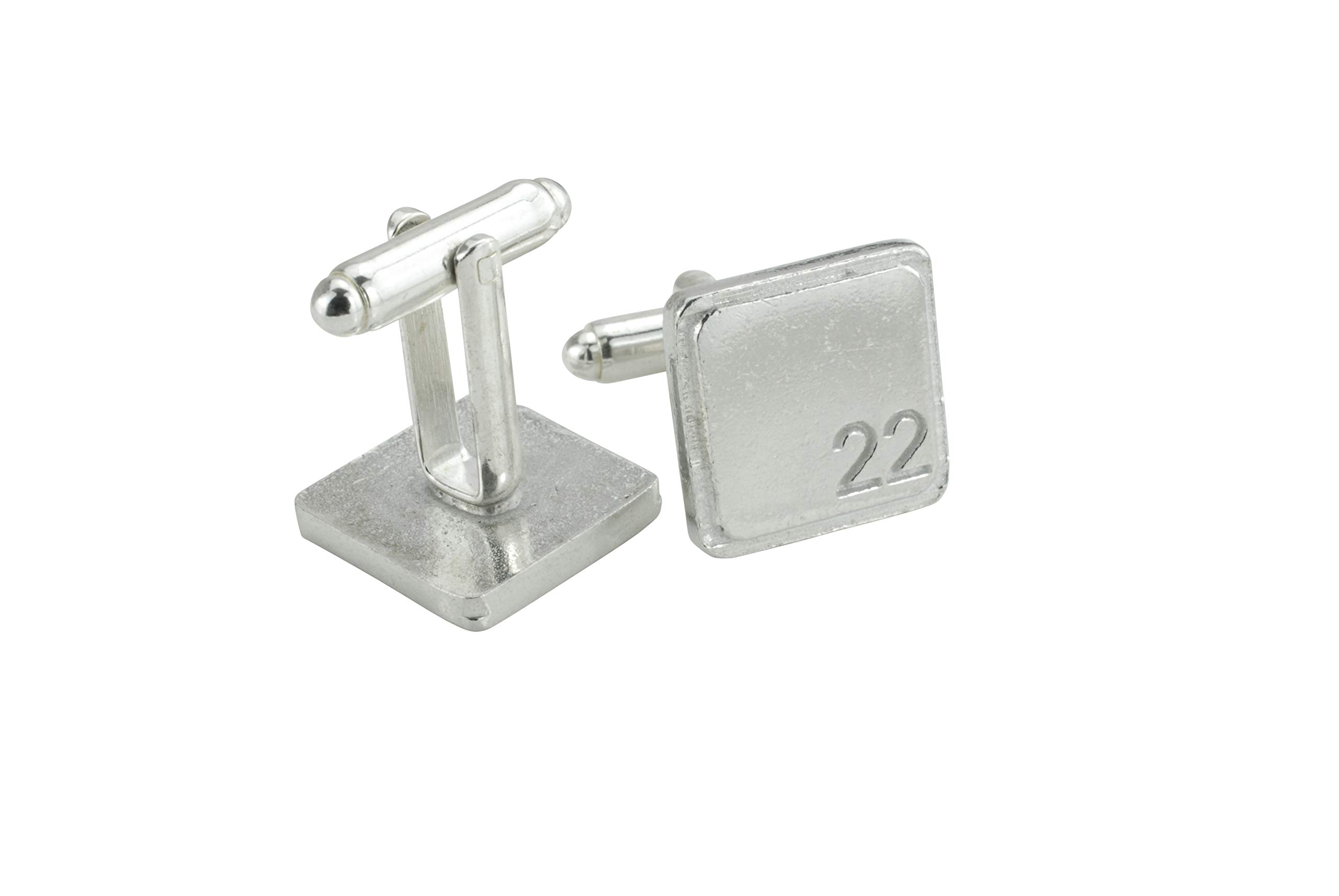 Square Cufflinks with ‘22’ Engraved - 22nd Anniversary