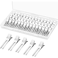 60Pcs Double Prong Pin Curl Clips, Gingbiss 1.8" Duck Billed Hair Clips for Styling Sectioning, alligator hair clips with Sto