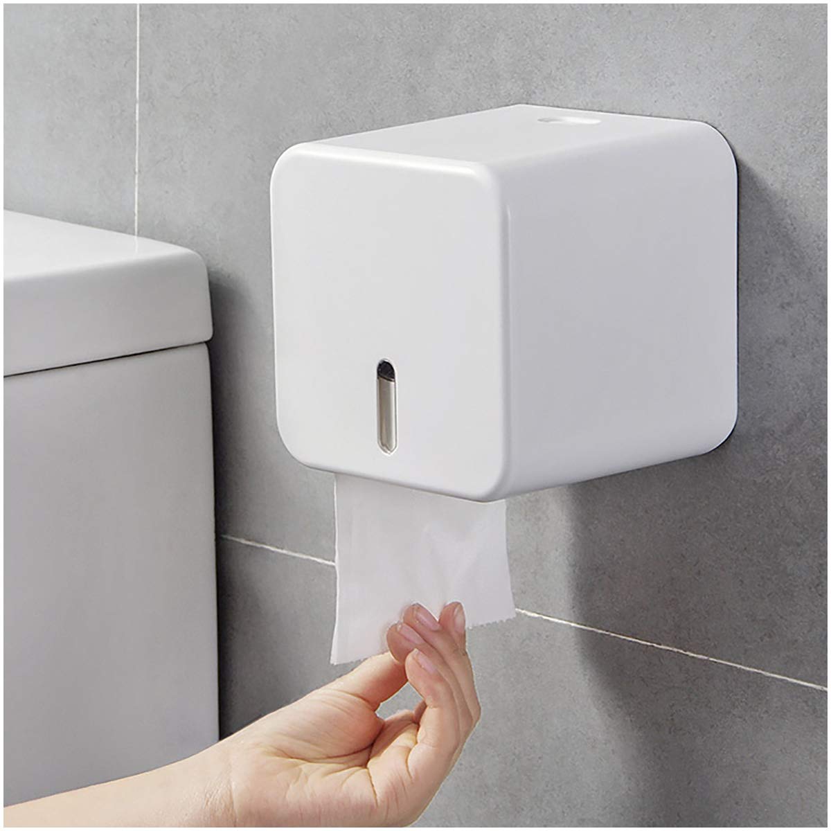 Colist Toilet Roll Holders Wall Mounted self adhesive Toilet Paper Holder No Drilling Waterproof/Dustproof/Cat Proof Paper Roll Dispenser for Bathroom/toilet (White)