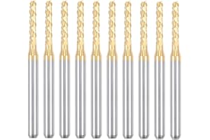 uxcell 10Pcs 2mm Titanium Coat Carbide End Mill Engraving Milling Cutter CNC Router Bits for PCB Machine, 1/8" Shank
