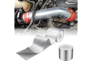 DEGEOBERLIN 2 Rolls High-Temp Heat Shield Tape Reflective Adhesive Backed Roll Thermal Barrier Foil Tape Self-Adhesive Heat Resistant Tape Cool Tapes for Hose and Auto (Silver, 2 Inch x 32.8 ft)