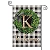 AVOIN Boxwood Wreath Monogram Initial Family Last Name K Garden Flag Vertical Double Sided, Welcome Buffalo Check Plaid…