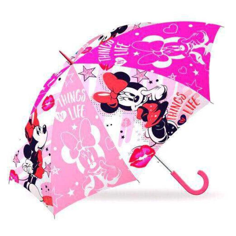 Kid Licensing Umbrella 46 cm Auto Minnie, Youth Unisex, Multicoloured, One Size, multicoloured, Única