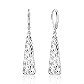 ALEXCRAFT 925 Sterling Silver Dangle Earrings for Women, 14K Gold Plated French Leverback Earrings, Hypoallergenic Lightweight Statement Hammer Square Bar Long Drop Earing for Women Trendy Jewelry