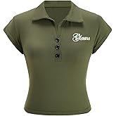 winkbay Women's Button Front Collared T Shirts Summer Short Sleeve Dressy Casual Tops