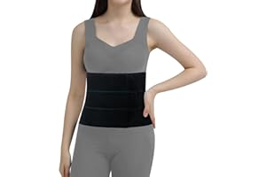 CANMIUS Abdominal Binder Post Surgery - Elastic Belly Band Compression Stomach Wrap Tummy Tuck Belt - 3 Panel - Black
