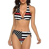 PrelerDIY Women's Bikini Set Two Piece Swimsuit Halter String Triangle Bikini Cheeky Beach Bathing Suits