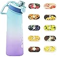 FLRWDJL Upgrade Air Scented Up Water Bottle Set, Scent Water Bottle(24 oz/700 ml) with 10 Fruit Flavour Pods, Fruit Fragrance Scented Water Cup BPA Free Sports Water Cup for School, Gym(Blue&purple)