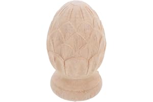 PRETYZOOM Wood Stair Railing Post Cap: 4.7 Inch Tall Pineapple Carved Column Ends Carved Wood Post Toppers Staircase and Furniture Decor