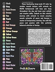 Mosaic Animals Color By Number for Adults
