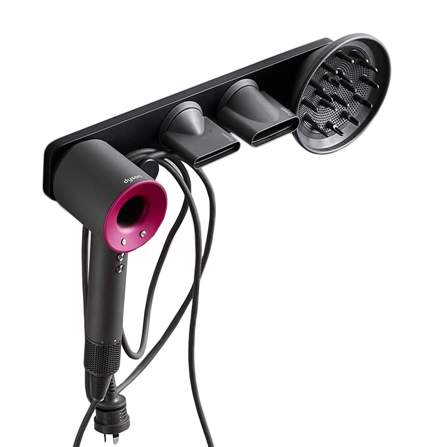 Hair Dryer Wall Mount Holder,NEWRAIN Nail-Free Wall Bracket Hair Blow Dryer Rack Organizer Compatibl
