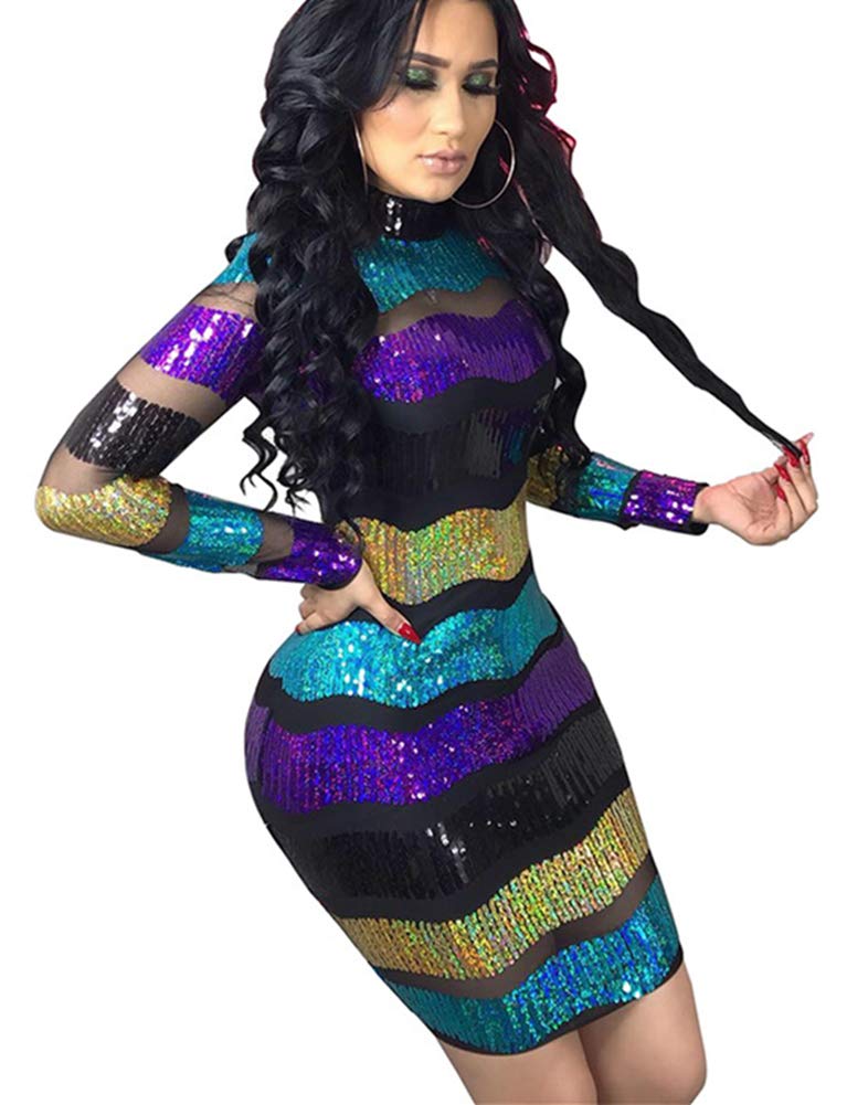 sheer mesh sequin dress