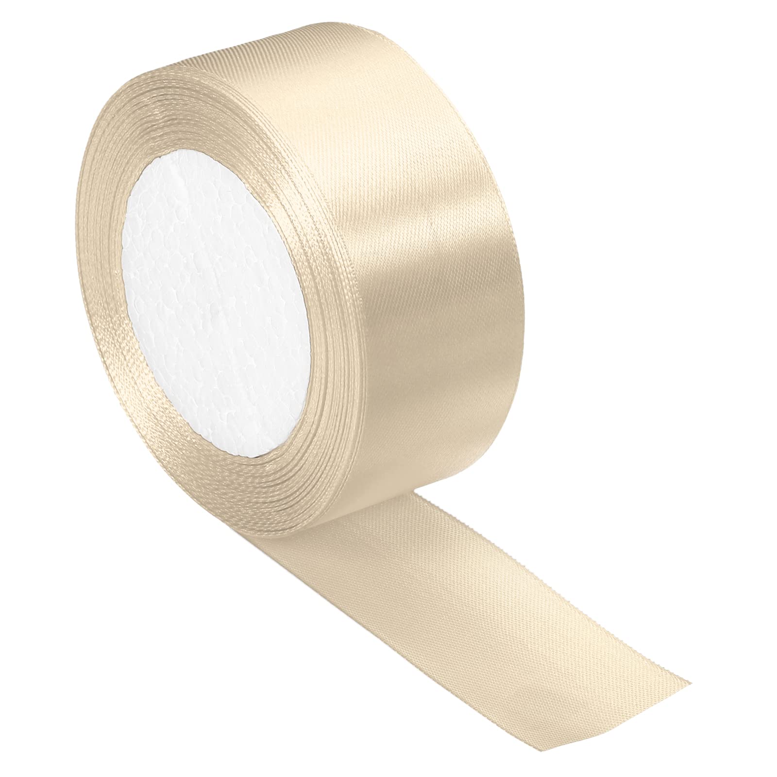 PATIKIL 1.5 Inch Wide 24 Yards Satin Ribbon, Single Side Solid Crafts Roll for Party Home DIY Wrapping Decoration, Beige