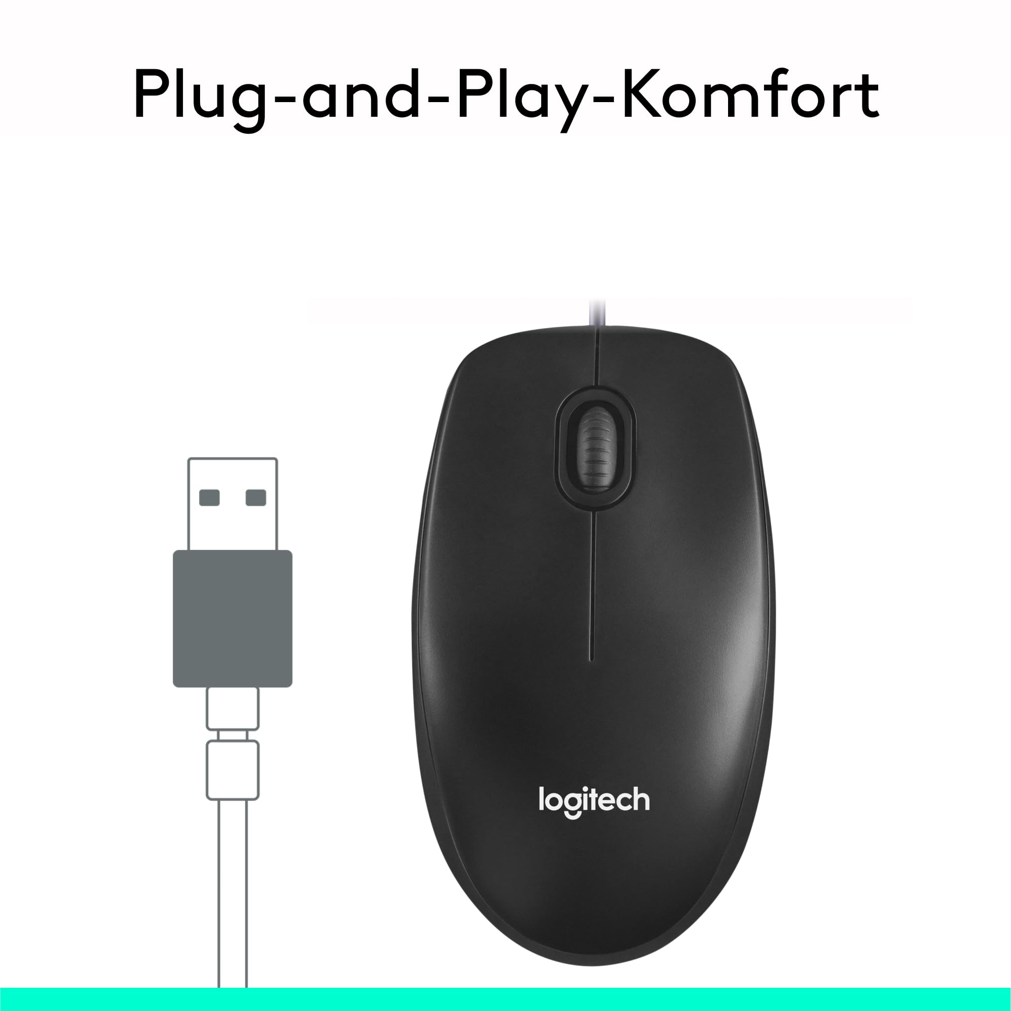 Logitech M100 Kabelgebundene USB-Maus, 3 Tasten, 1000 DPI Optical Tracking, Für Links- und Rechtshänder, Kompatibel mit PC, Mac, Laptop - Grau 3