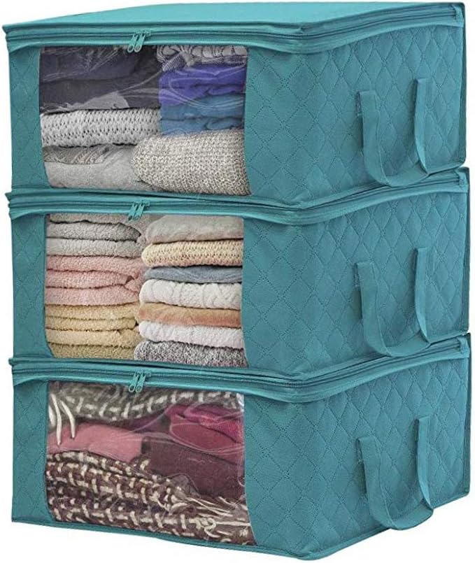 3pcs Caja de almacenamiento de ropa plegable con ventana transparente