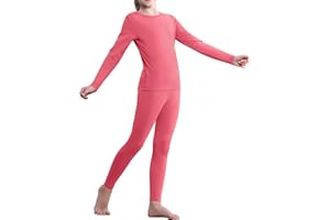 QooNoo Girls Thermal Underwear for Kids Long Johns Base Layer Set Winter Fleece Lined Top and Bottom Set