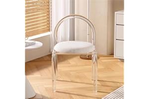 UYDZHEK Modern Acrylic Chair, Clear Acrylic with Velvet Cushion, Makeup Vanity, Dining, Office (White)