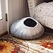 Kittycentric Cozy Cat Cave Bed - Handmade 100% Wool, Large (Dark Grey/Cream)
