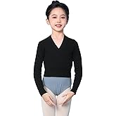 DanceDaily Girls Ballet Sweater Kids Warm up Dance Tops Toddler Long Sleeve Dance Sweater Pull on Ballerina Sweater