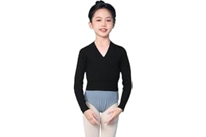 DanceDaily Girls Ballet Sweater Kids Warm up Dance Tops Toddler Long Sleeve Dance Sweater Pull on Ballerina Sweater