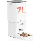 Automatic Cat Feeders, 7L/29 Cups Automatic Dog Feeder with Desiccant Bag, 1-6 Meals Ideal for 2-15mm Dry Food, Suitble for Multiple Pets, Dual Power Supply, Detachable Washable, White