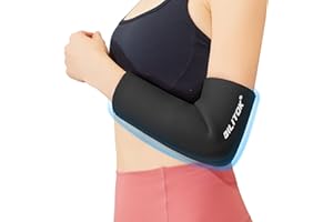 BILITOK Reusable Cold Elbow Ice Pack Wrap for Tendonitis and Tennis Elbow, Calf Compression Sleeve for Pain Relief, Injuries, Arthritis, Swelling, Golfers Arm (L Black)