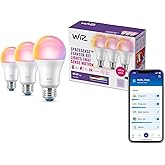 WiZ Connected Smart Light Bulbs, Sunset to Sunrise Automation + Motion Detection + Control with Voice or App, Full Color A19 60W 800LM Indoor, Matter Compatible -3 Pack