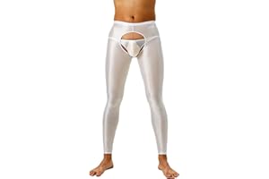 Lorilida Men Glossy Yoga Pants Compression Tights Workout Leggings Hollow Out Bottoms Stretchy Pants