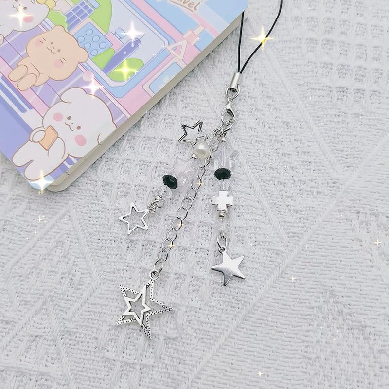 Meefisher Cute Star Phone Charm Aesthetic Accessories Lanyard String for Bag Purse Backpack Wallet Pendants Decor (Style 5- Star)