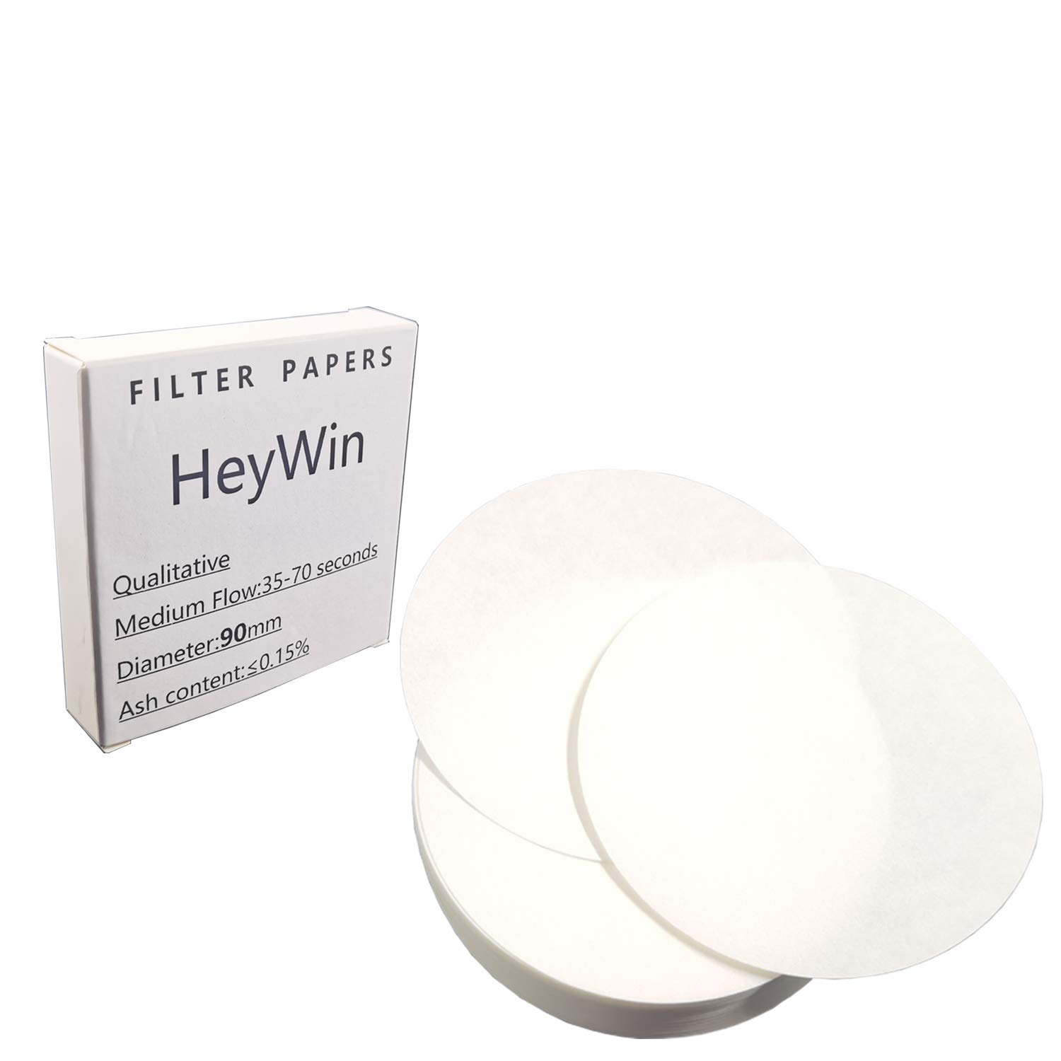 HeyWin 90mm Qualitative Filter Paper,Pack of 100,Laboratory Filter Paper Used for Filter Paper Science Experiment,also for Oil Industry Test